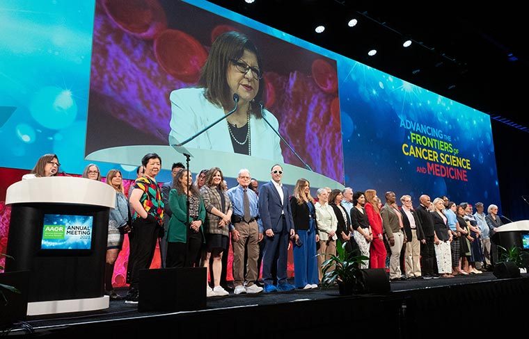 Orlando, FL - The AACR 2023 Annual Meeting - Speakers and attendees during Opening Ceremony & Opening Plenary Session: Advancing the Frontiers of Cancer Science and Medicine at the American Association for Cancer Research Annual Meeting here today, Sunday April 16, 2023. Physicians, researchers, health care professionals, cancer survivors and patient advocates are expected to attend the meeting at the Orange County Convention Center. The Annual Meeting highlights the latest findings in all major areas of cancer research from basic through clinical and epidemiological studies. Photo by © AACR/Phil McCarten 2023 Contact Info: todd@medmeetingimages.com Keywords: Speakers and attendees - Opening Ceremony & Opening Plenary Session: Advancing the Frontiers of Cancer Science and Medicine