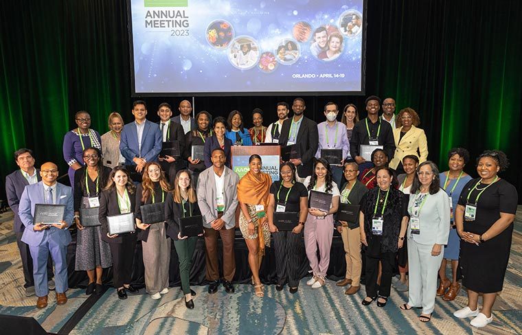 Orlando, FL - The AACR 2023 Annual Meeting - Speakers and awardees during Awards Dinner Honoring Faculty & Minority Scholars at the American Association for Cancer Research Annual Meeting here today, Sunday April 16, 2023. Physicians, researchers, health care professionals, cancer survivors and patient advocates are expected to attend the meeting at the Orange County Convention Center. The Annual Meeting highlights the latest findings in all major areas of cancer research from basic through clinical and epidemiological studies. Photo by © AACR/Scott Morgan 2023 Contact Info: todd@medmeetingimages.com Keywords: Speakers and awardees - Awards Dinner Honoring Faculty & Minority Scholars