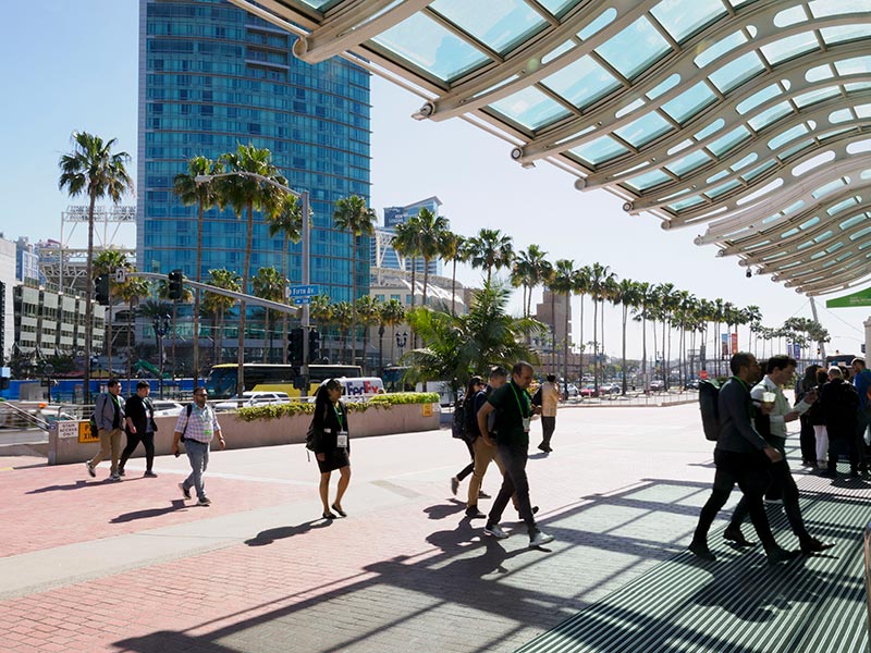 Attendees enter the San Diego Convention Center during the AACR Annual Meeting 2024.