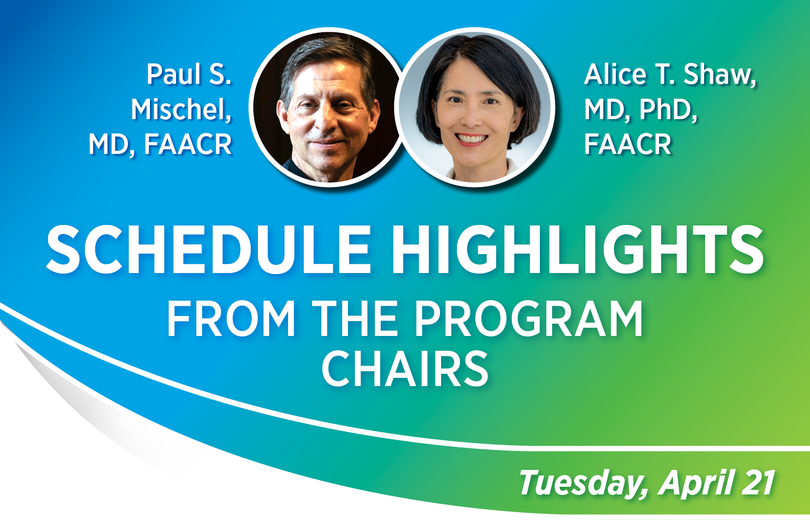 Schedule Highlights from the Program Chairs: Tuesday, April 21